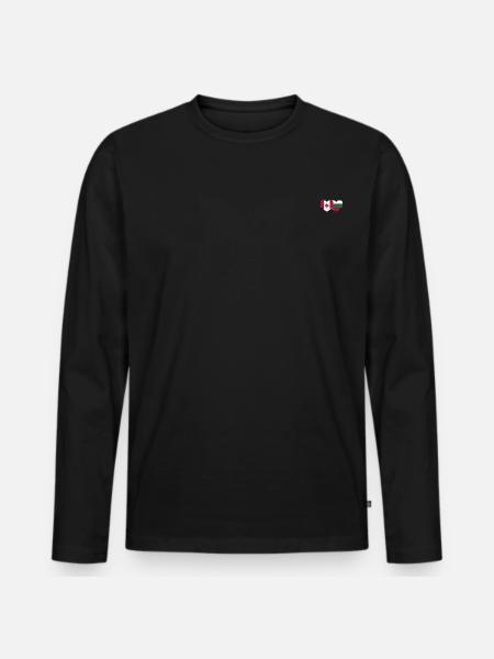 Canada Bulgaria Flag Heart - Men's Premium Organic Long Sleeve Shirt - black