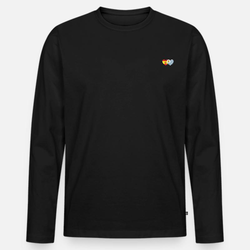 Spanien Uruguay Flagge Herz - Männer Premium Bio Langarmshirt - Schwarz