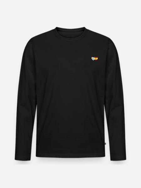 Uruguay Spain Flag Heart - Men's Premium Organic Long Sleeve Shirt - black