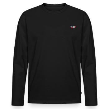 Liechtenstein Italien Flagge Herz - Männer Premium Bio Langarmshirt - Schwarz - Vorne - Nico (187cm)