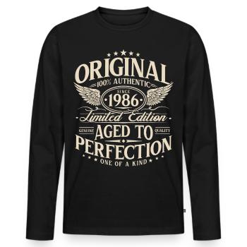 Original 1986 Vintage Vintage Rétro Anniversaire - T-shirt manches longues Premium bio Homme - noir - Devant - Nico (187cm)