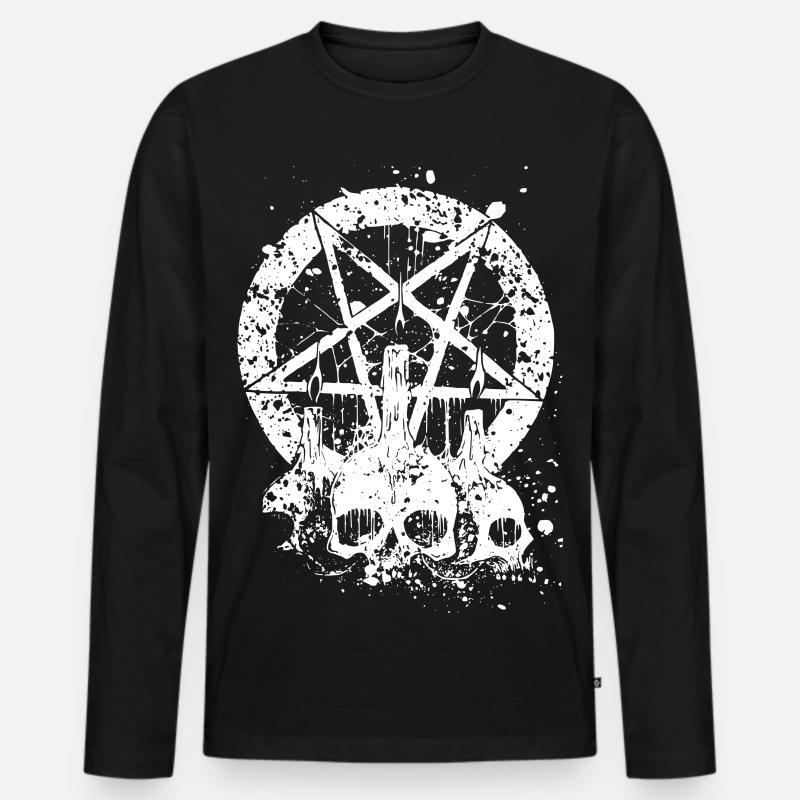Gothic Skull - Männer Premium Bio Langarmshirt - Schwarz