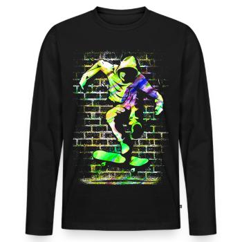 SK8R | Skate | Skater | Skateboard | Skating - Men's Premium Organic Long Sleeve Shirt - black - Front - Nico (187cm)