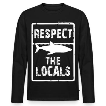Respekt den Locals - Hai-Silhouette - Männer Premium Bio Langarmshirt - Schwarz - Vorne - Nico (187cm)