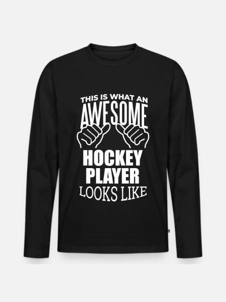 Hockey Hockey Hockey - Männer Premium Bio Langarmshirt - Schwarz