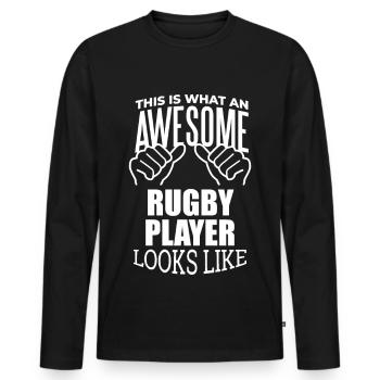 Rugby Rugby Rugby - Men's Premium Organic Long Sleeve Shirt - black - Front - Nico (187cm)