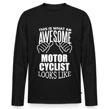 Motorcycle Motorcycle Motorcycle - Men's Premium Organic Long Sleeve Shirt - black - Front - Nico (187cm)
