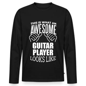 Guitariste Guitariste Guitariste - T-shirt manches longues Premium bio Homme - noir - Devant - Nico (187cm)