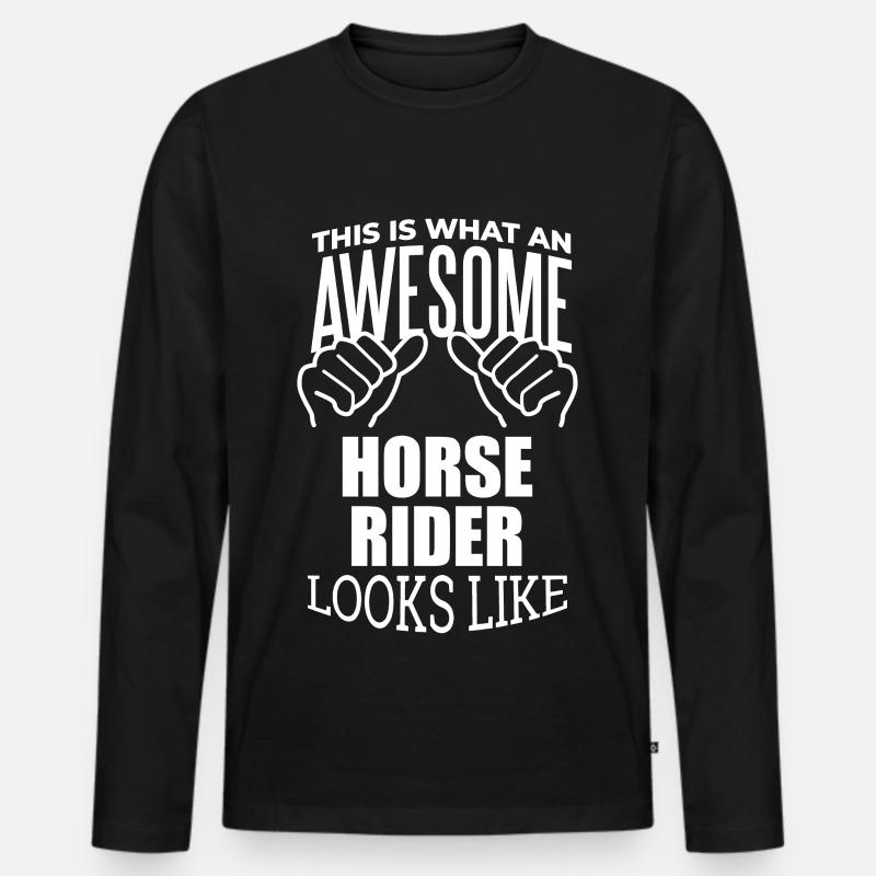 Reiten - Männer Premium Bio Langarmshirt - Schwarz