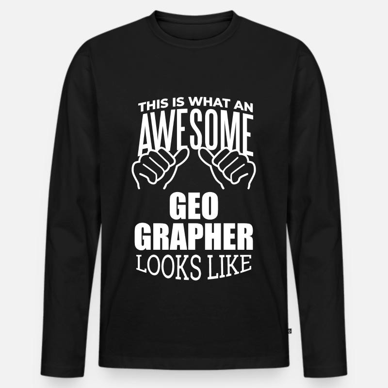 Geografie - Männer Premium Bio Langarmshirt - Schwarz