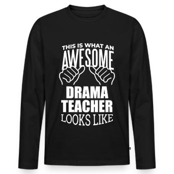 Drame Drame Drame - T-shirt manches longues Premium bio Homme - noir - Devant - Nico (187cm)