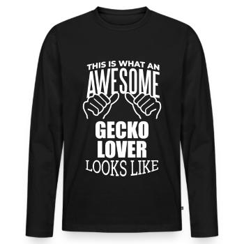 Gecko Gecko Gecko - Men's Premium Organic Long Sleeve Shirt - black - Front - Nico (187cm)