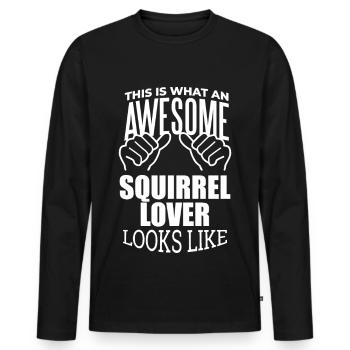 Écureuil Écureuil Écureuil - T-shirt manches longues Premium bio Homme - noir - Devant - Nico (187cm)