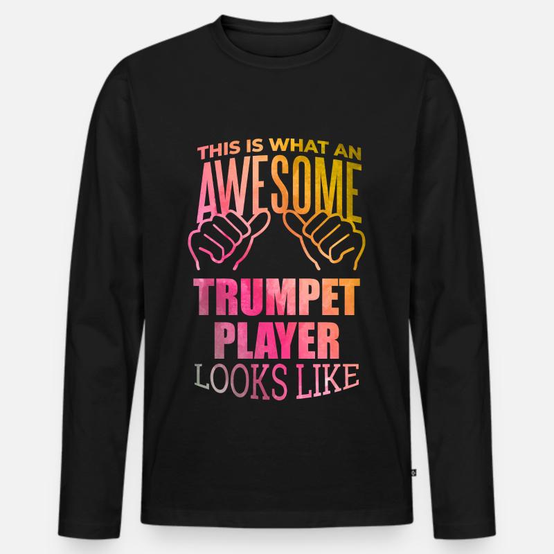 Trompete - Männer Premium Bio Langarmshirt - Schwarz