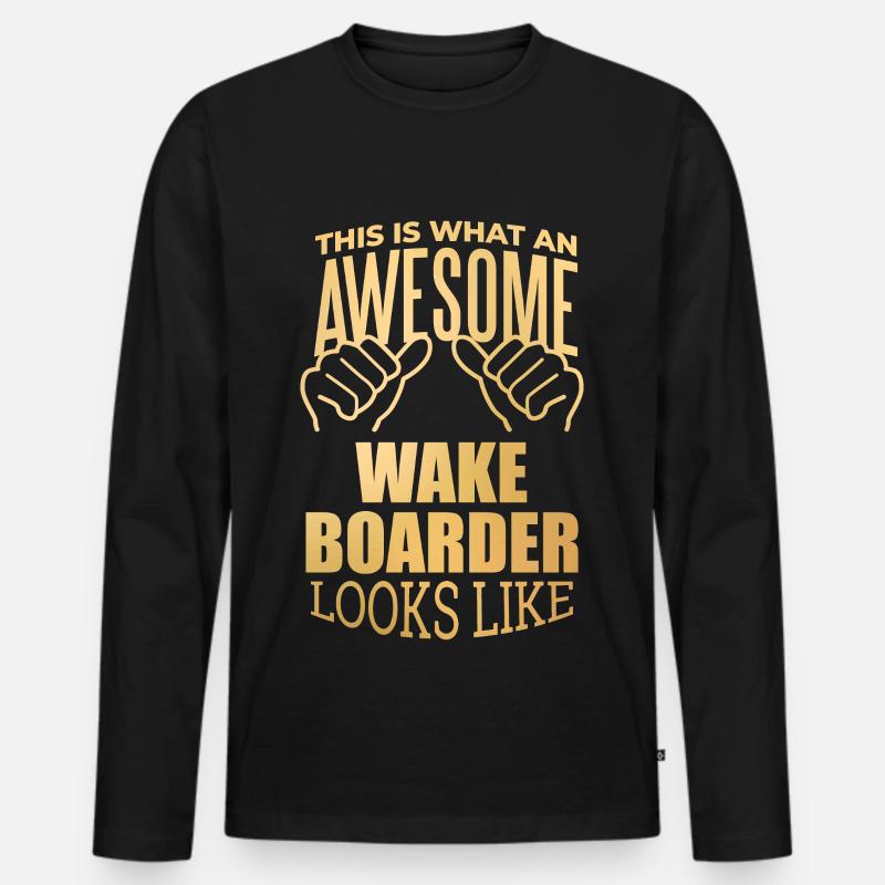 Wakeboard - Männer Premium Bio Langarmshirt - Schwarz