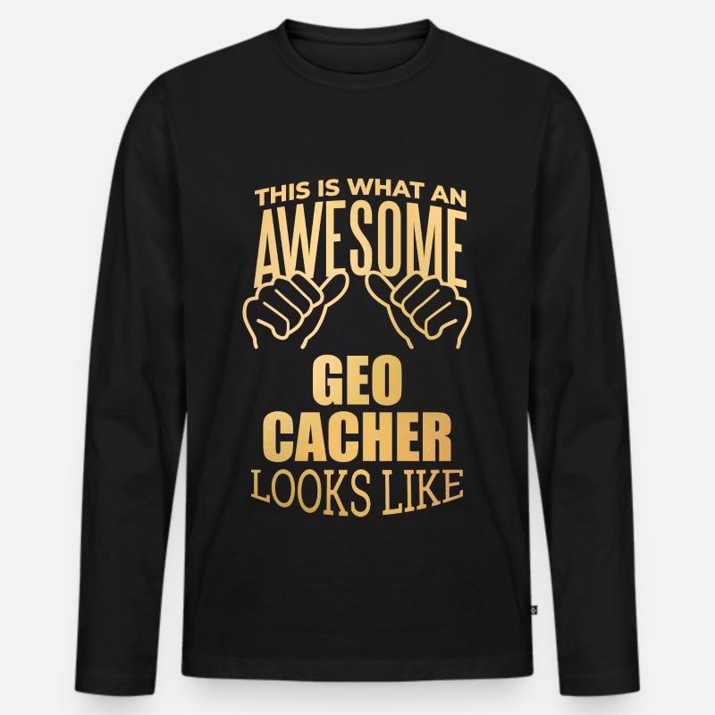 Geocache - Männer Premium Bio Langarmshirt - Schwarz