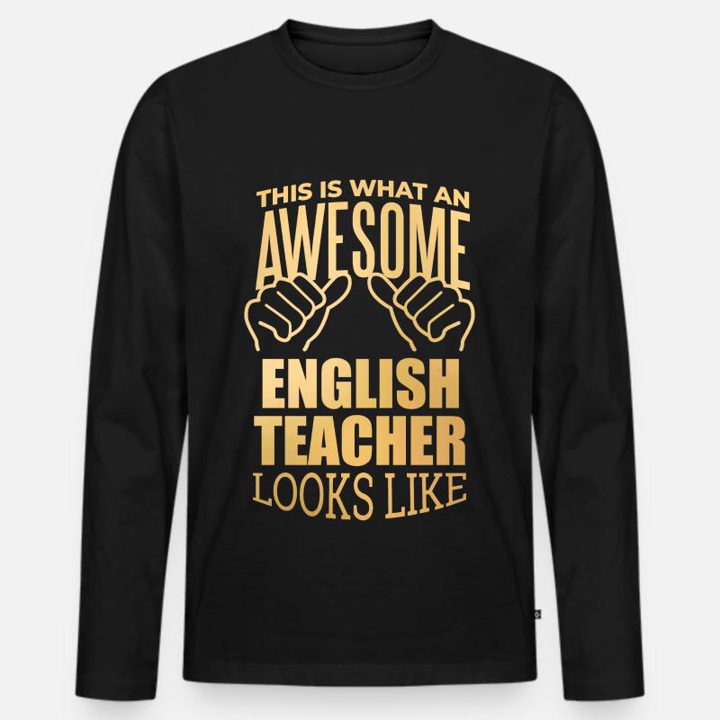 Englisch - Männer Premium Bio Langarmshirt - Schwarz