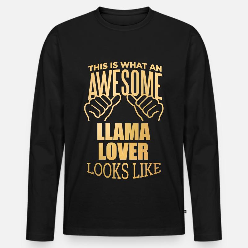 Lama - Männer Premium Bio Langarmshirt - Schwarz