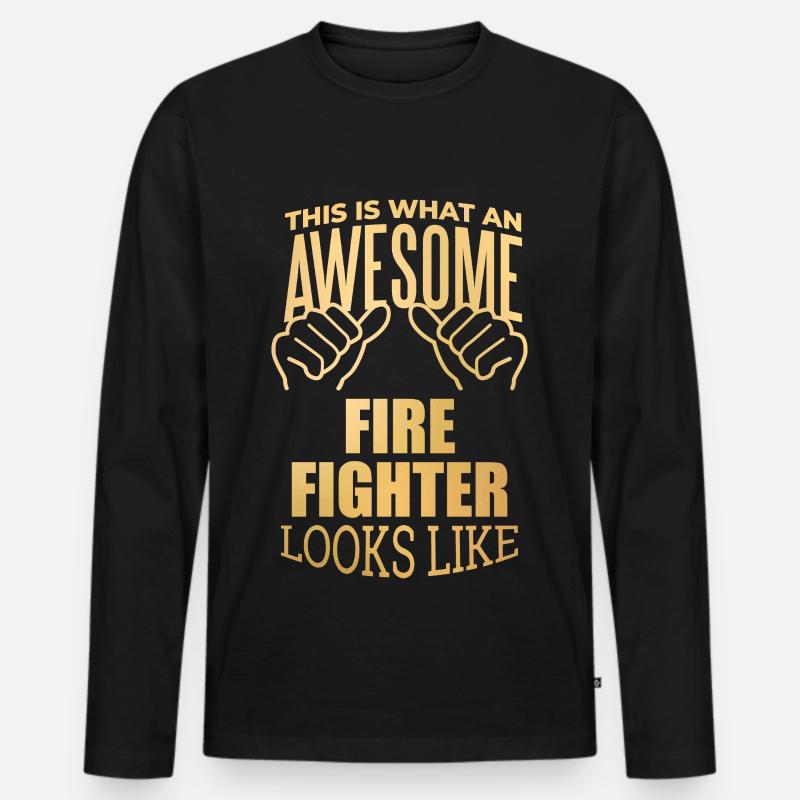 Feuerwehrmann - Männer Premium Bio Langarmshirt - Schwarz