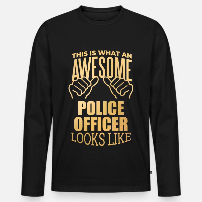 Polizei - Männer Premium Bio Langarmshirt - Schwarz