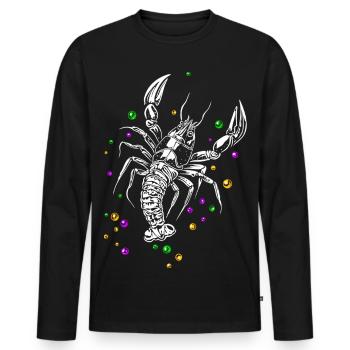 Mardi Gras lobster lobster with beads - Men's Premium Organic Long Sleeve Shirt - black - Front - Nico (187cm)