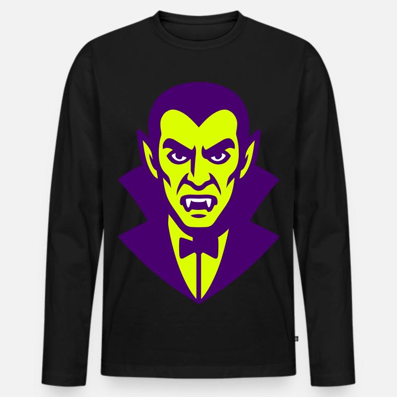 Dracula Illustration - Männer Premium Bio Langarmshirt - Schwarz