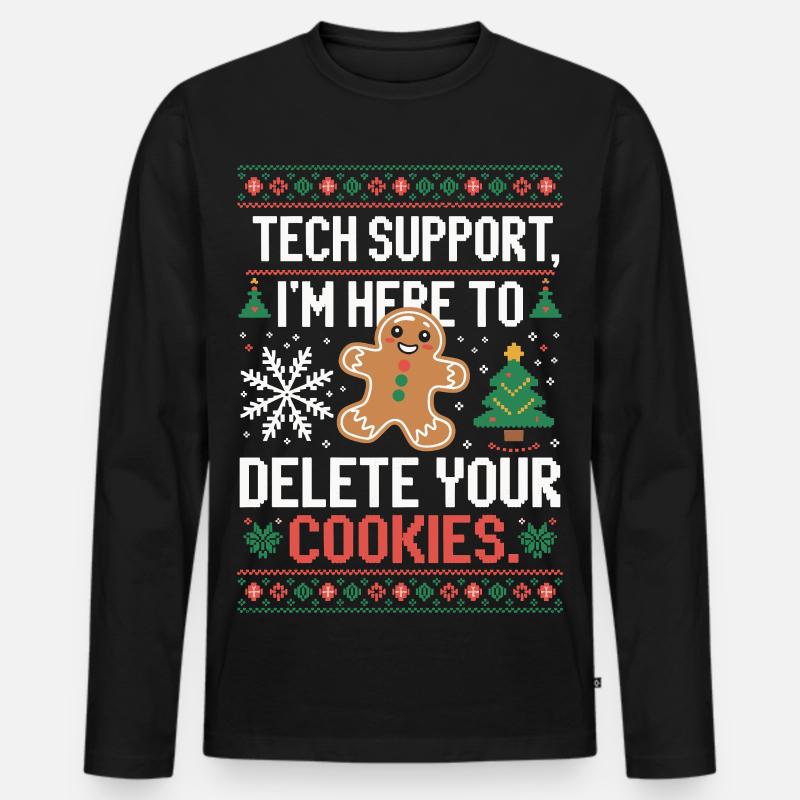 Tech Support Cookie Saying - Men's Premium Organic Long Sleeve Shirt - black