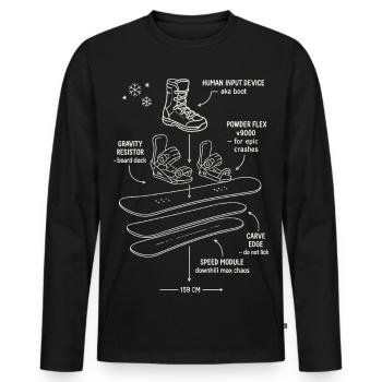 Snowboard Blueprint Funny Design - Männer Premium Bio Langarmshirt - Schwarz - Vorne - Nico (187cm)