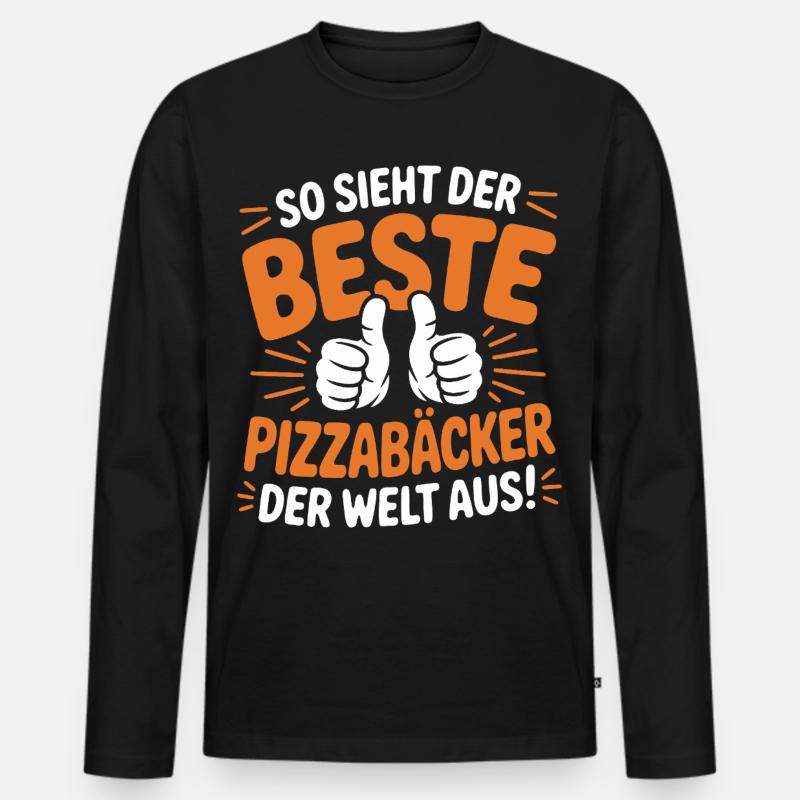 Pizzabäcker Geschenkidee - Männer Premium Bio Langarmshirt - Schwarz