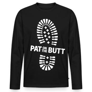 Klopf auf den Po-Stiefel - Männer Premium Bio Langarmshirt - Schwarz - Vorne - Nico (187cm)