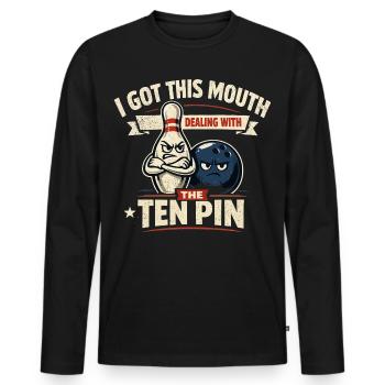 Bowling Humour Drôle Joueur Sport Cadeau - T-shirt manches longues Premium bio Homme - noir - Devant - Nico (187cm)