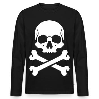 Skull and Bones Pirate Print - Men's Premium Organic Long Sleeve Shirt - black - Front - Nico (187cm)
