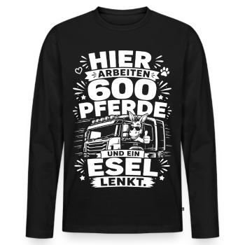 600 Pferde und ein Esel lenkt - Männer Premium Bio Langarmshirt - Schwarz - Vorne - Nico (187cm)