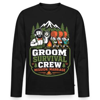 Groom Survival Crew – Mission Hochzeit - Männer Premium Bio Langarmshirt - Schwarz - Vorne - Nico (187cm)