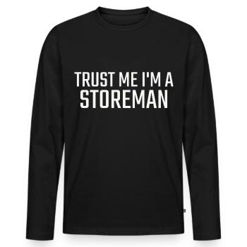 Storeman Trust Me - Men's Premium Organic Long Sleeve Shirt - black - Front - Nico (187cm)