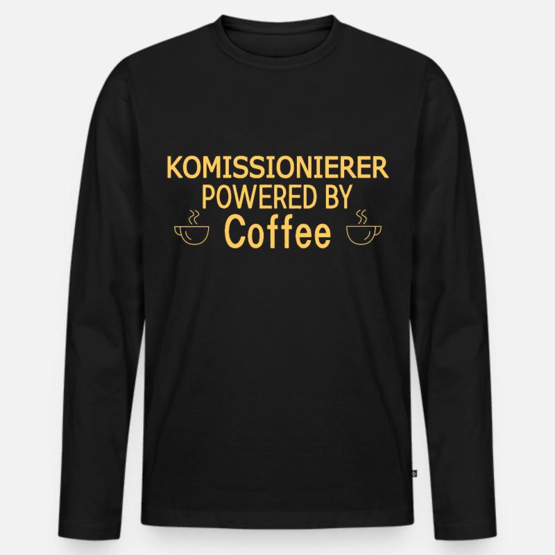 Komissionierer Powered By Coffee - Männer Premium Bio Langarmshirt - Schwarz