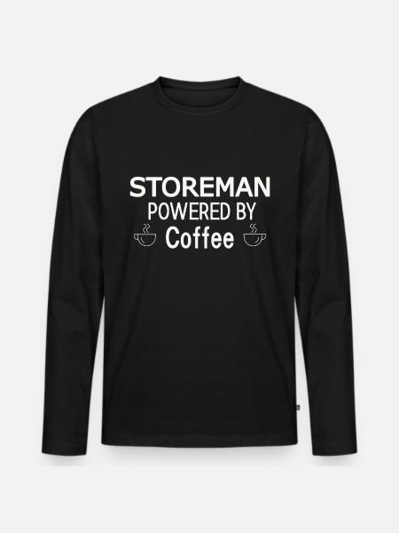 Storeman Powered By Coffee - Men's Premium Organic Long Sleeve Shirt - black
