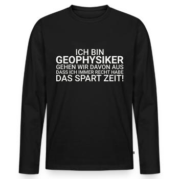 Geophysiker Zeit Sparen Geophysik - Männer Premium Bio Langarmshirt - Schwarz - Vorne - Nico (187cm)