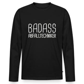 Technicien des déchets Badass - T-shirt manches longues Premium bio Homme - noir - Devant - Nico (187cm)
