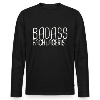 Warehouse clerk Badass - Men's Premium Organic Long Sleeve Shirt - black - Front - Nico (187cm)