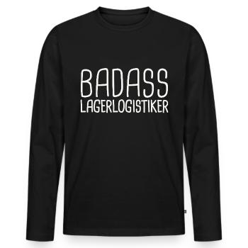 Warehouse logistics company Badass - Men's Premium Organic Long Sleeve Shirt - black - Front - Nico (187cm)