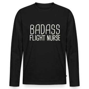 Flight Nurse Badass Luftrettung - Männer Premium Bio Langarmshirt - Schwarz - Vorne - Nico (187cm)