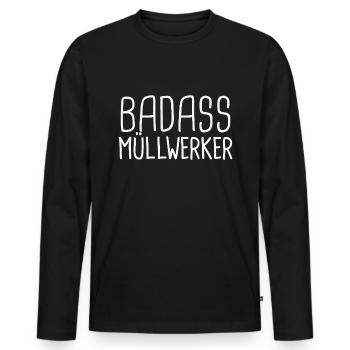 Garbage Collector Badass - Men's Premium Organic Long Sleeve Shirt - black - Front - Nico (187cm)