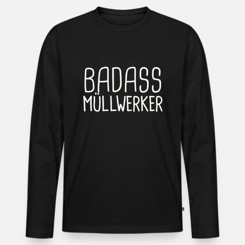 Müllwerker Badass - Männer Premium Bio Langarmshirt - Schwarz