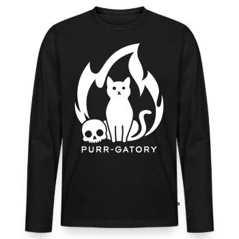 Purr-gatory White - Men's Premium Organic Long Sleeve Shirt - black - Front - Nico (187cm)