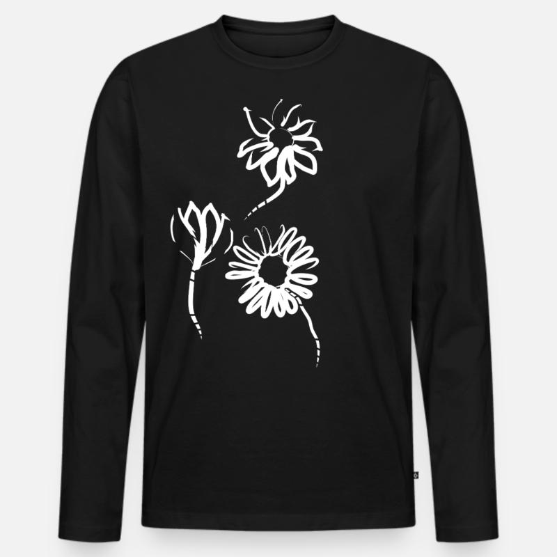 Frühlingsblumen - Männer Premium Bio Langarmshirt - Schwarz