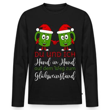 Glühwein Tassen Du und Ich Hand in Hand rot grün - Männer Premium Bio Langarmshirt - Schwarz - Vorne - Nico (187cm)