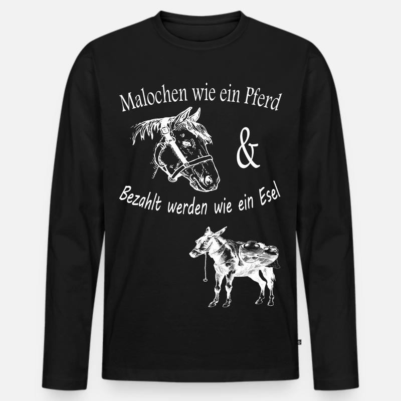 Malochen wie ein Pferd - Männer Premium Bio Langarmshirt - Schwarz