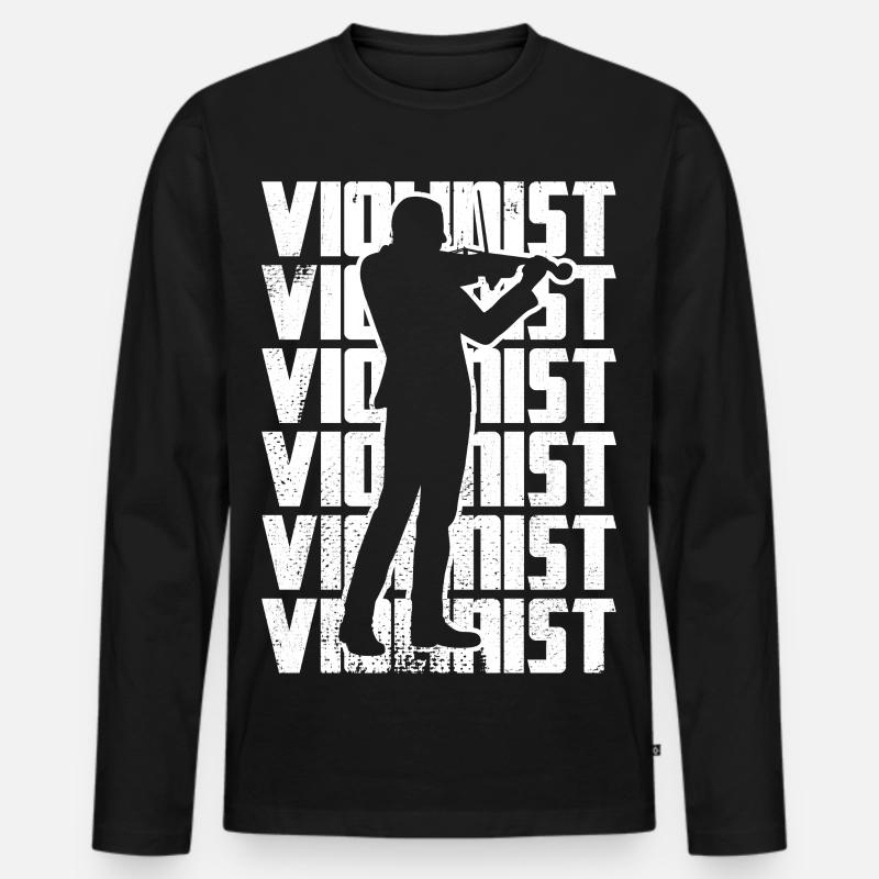 Lustiger Violinist - Männer Premium Bio Langarmshirt - Schwarz
