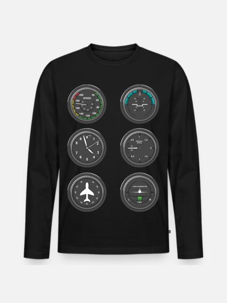 Airplane Flight Instruments - Men's Premium Organic Long Sleeve Shirt - black